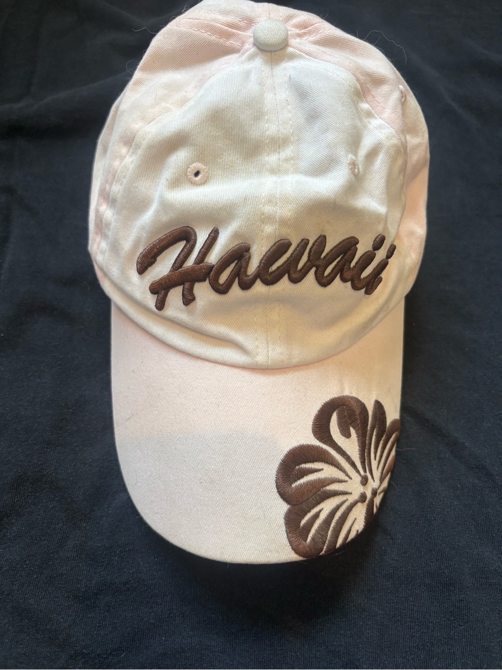 Vintage Hawaii Embroidered Floral Baseball Cap - Pink & Brown